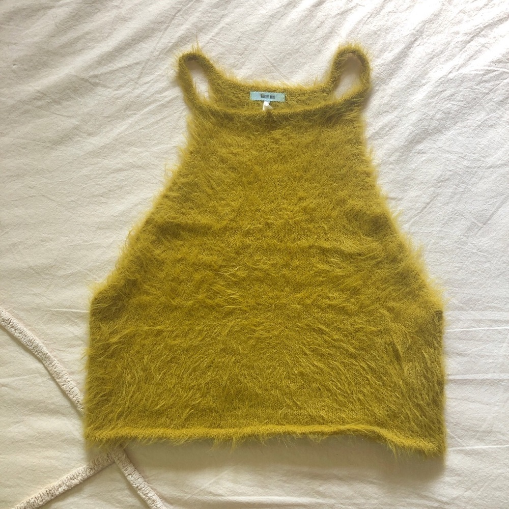 Kimchi Blue Fuzzy Yellow Halter Crop Top